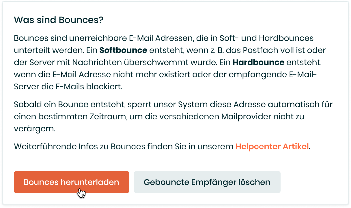 CleverReach receiver download bounces